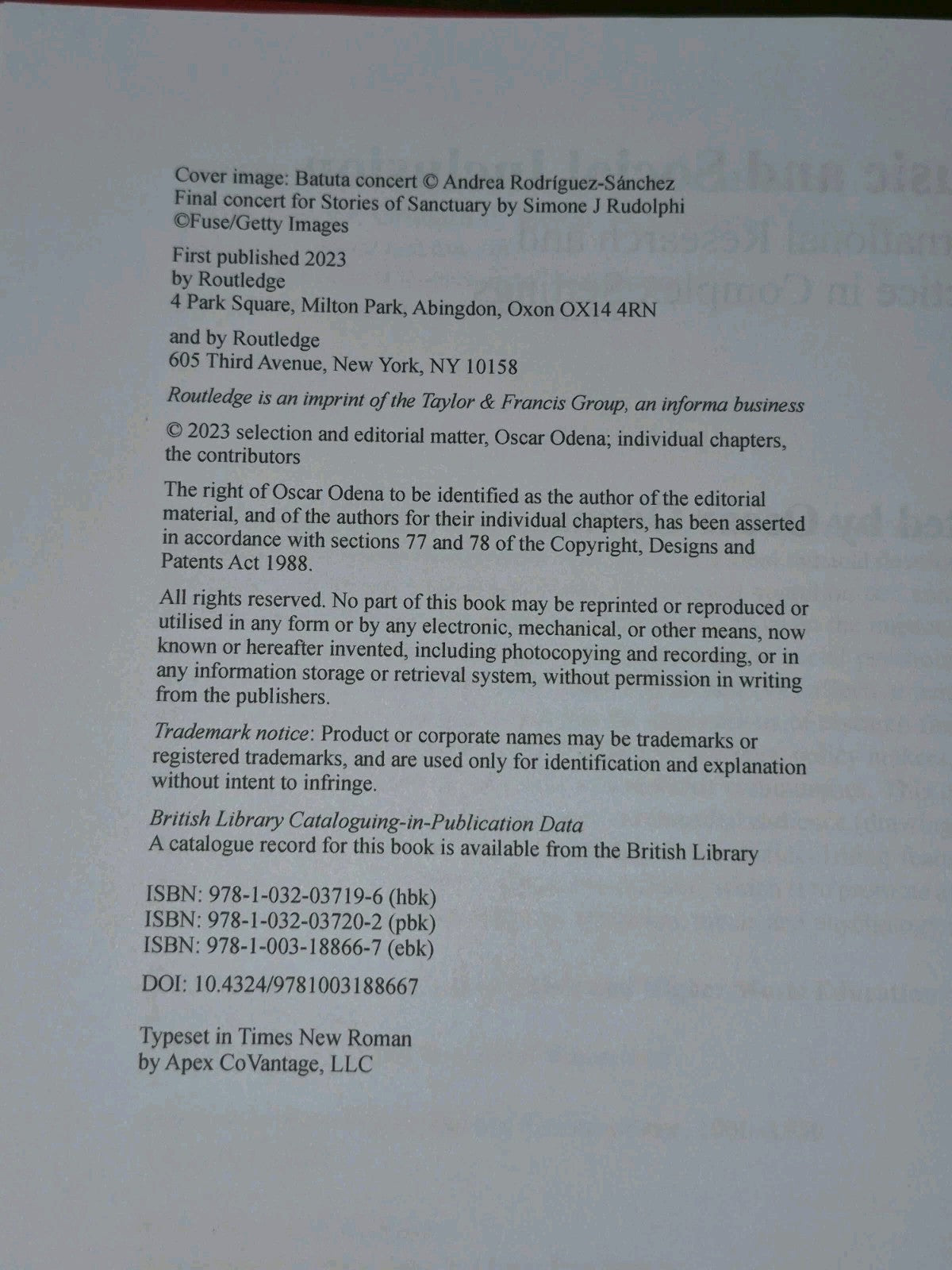 Music and Social Inclusion (2023 Hardback) Oscar Odena5