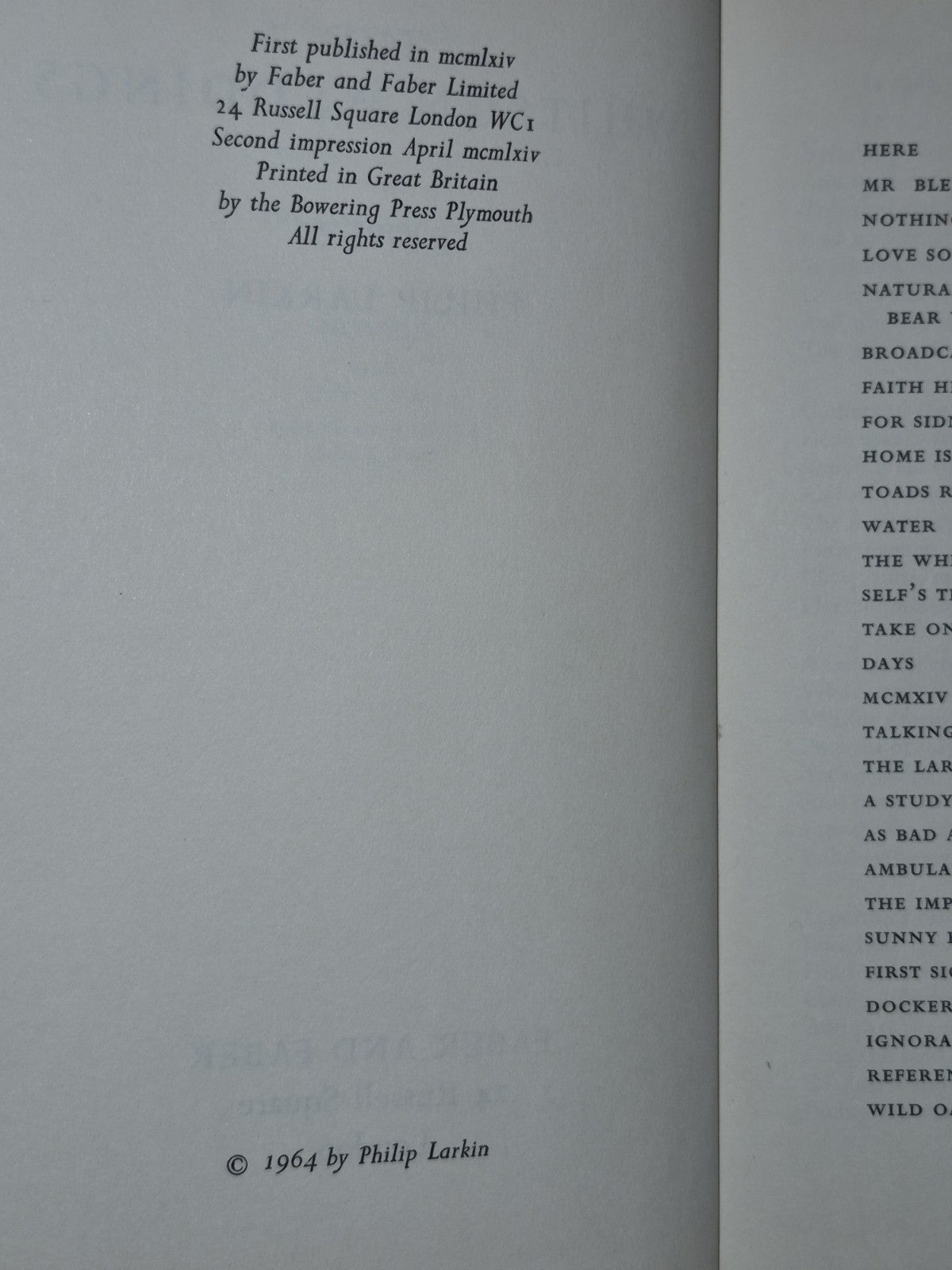 The Whitsun Weddings By Philip Larkin 1964 Second Impression6