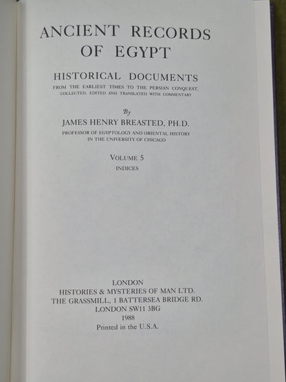 Ancient Records of Egypt James Henry Breasted Five Volume Set 2