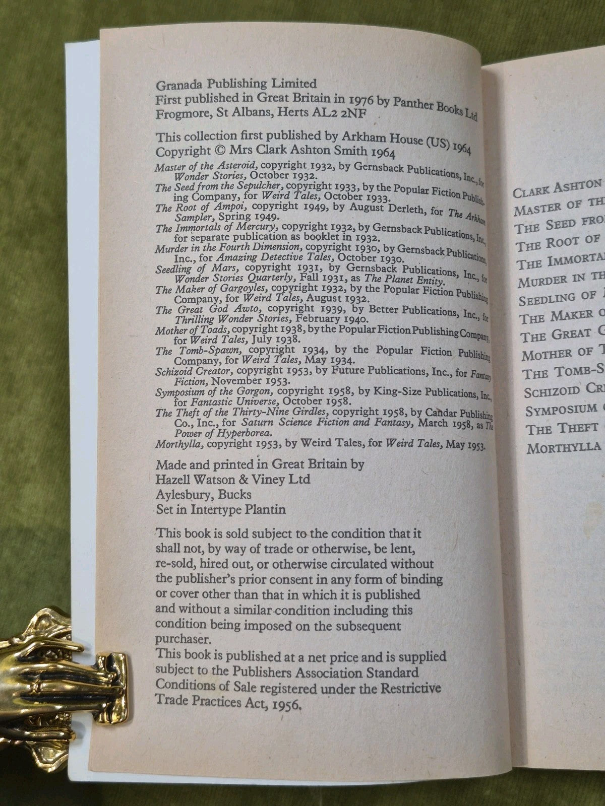 Clark Ashton Smith Genius Loci Tales Science Sorcery 19764