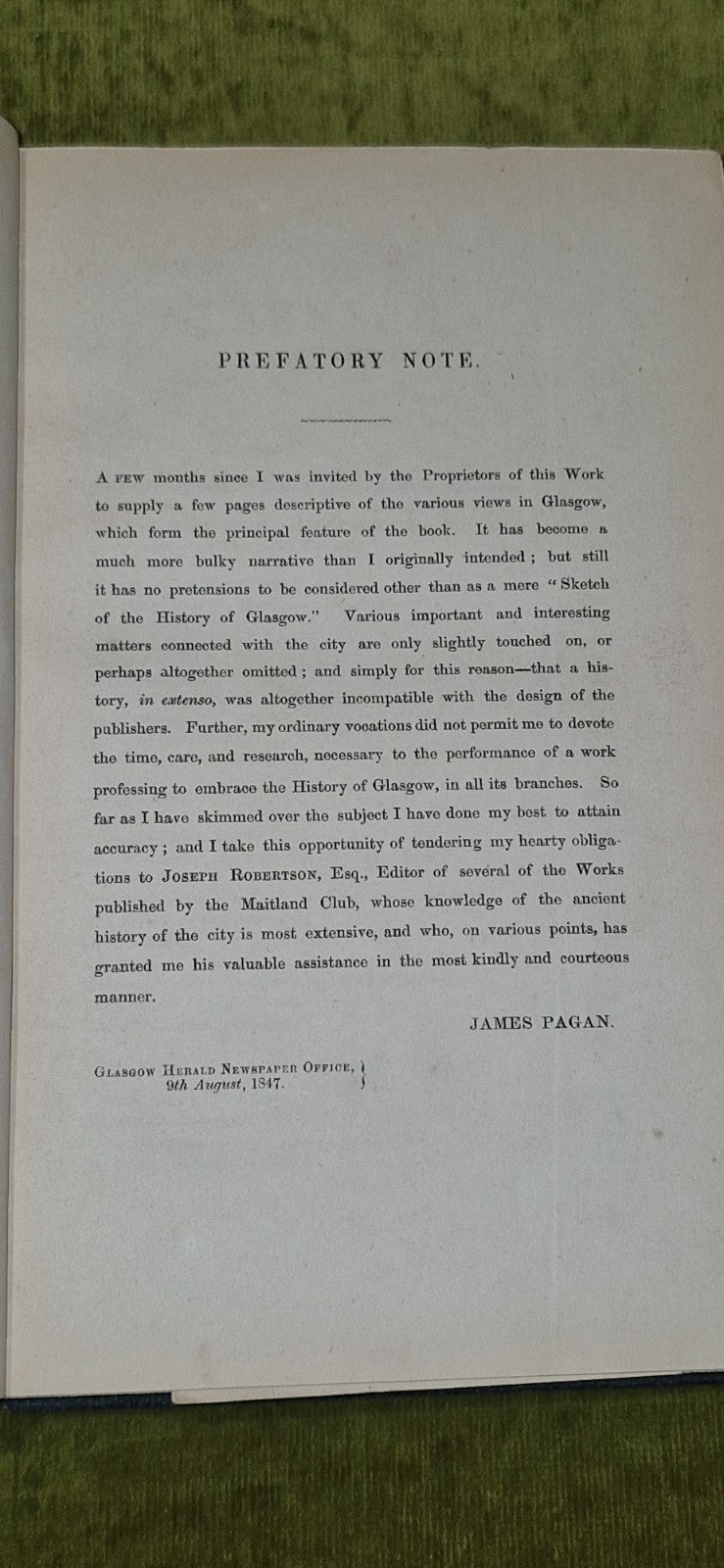 Sketches Of The History Of Glasgow By James Pagan 1847 - VGC 7