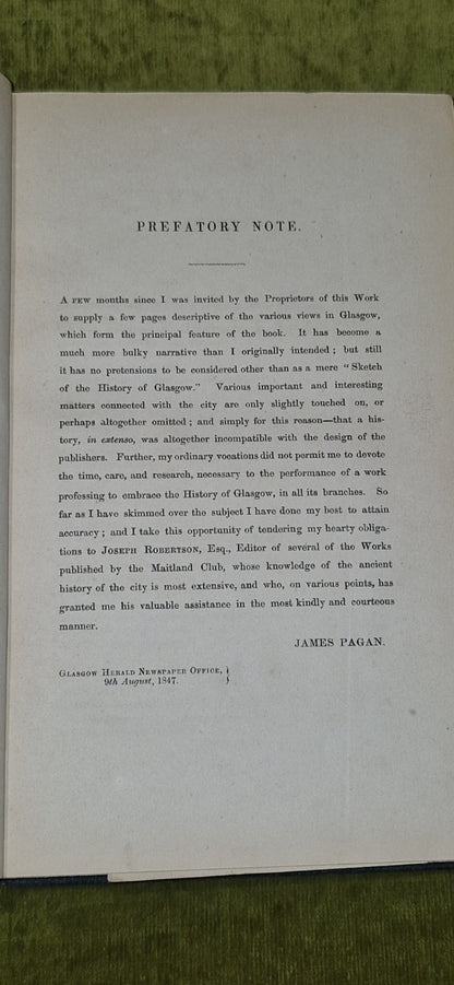 Sketches Of The History Of Glasgow By James Pagan 1847 - VGC 7