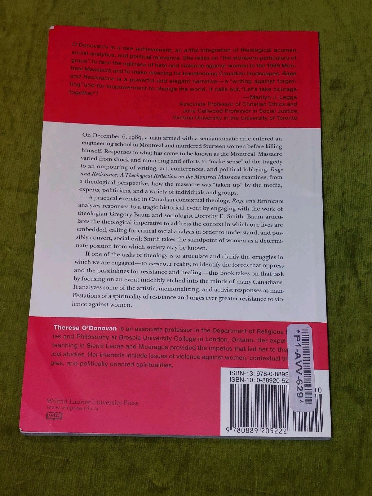 Rage & Resistance - Montreal Massacre (2007) T. O'Donovan [Wilfred Laurier] pb3