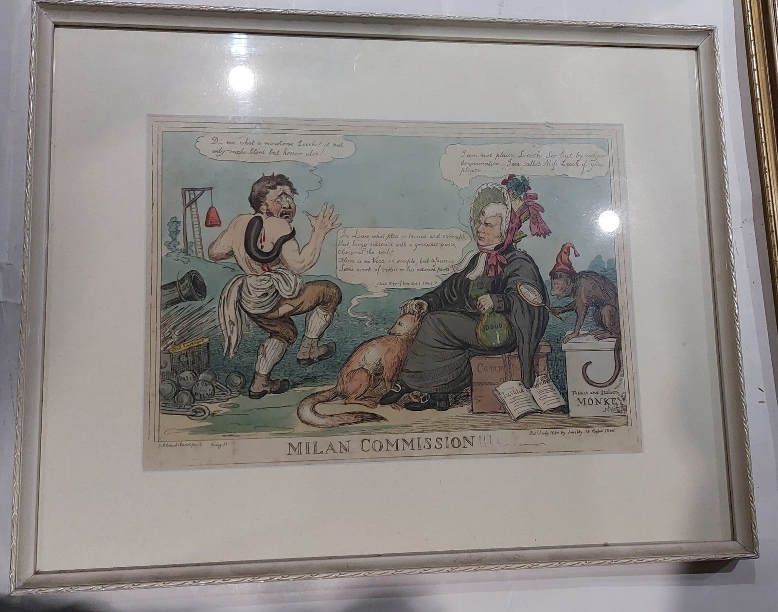 Issac Robert Cruickshank Original Hand Coloured Print MILAN COMMISSION!!! 18200