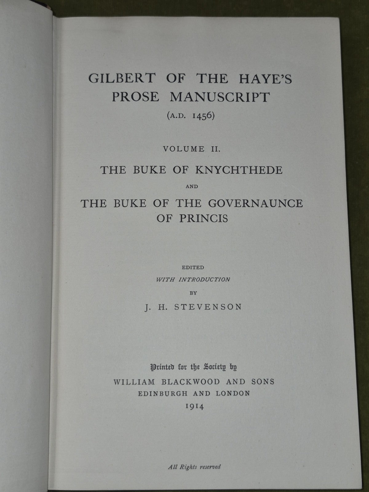 Gilbert of the Haye's Prose Manuscript Vol I II Scottish Text Society 1901 19143