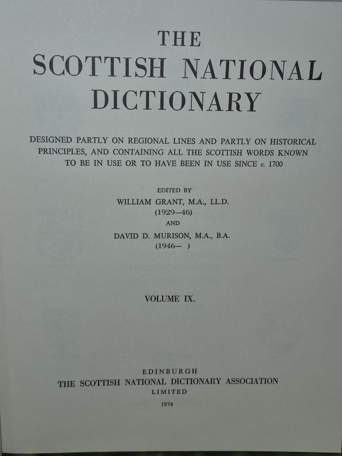 The Scottish National Dictionary (1941) William Grant Volumes 1-10 First Edition12
