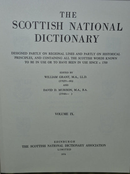 The Scottish National Dictionary (1941) William Grant Volumes 1-10 First Edition12