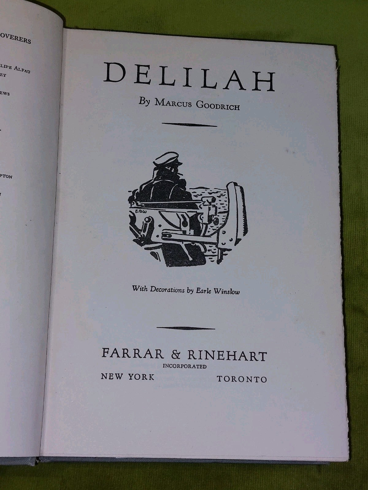 Delilah a Novel by Marcus Goodrich 1941 First Edition3