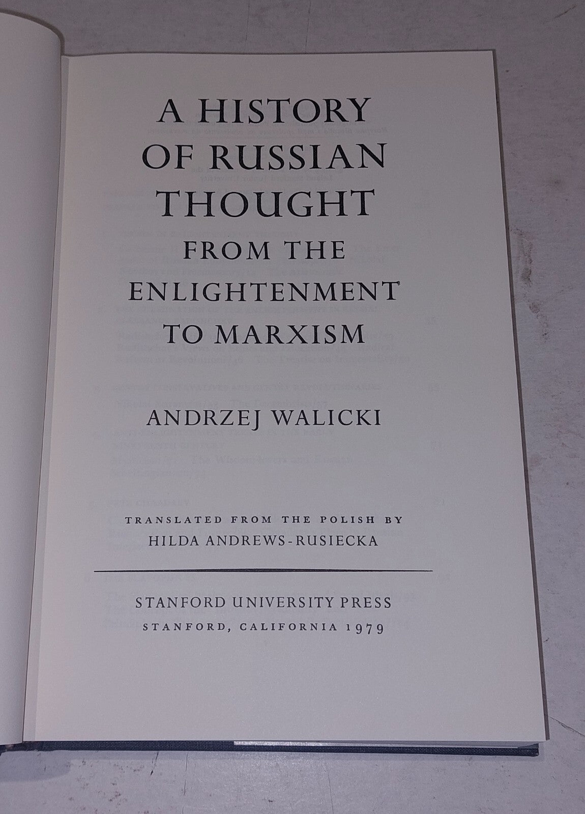 A History of Russian Thought: From the Enlightenment to Marxism (1979) 1st, Hb 5