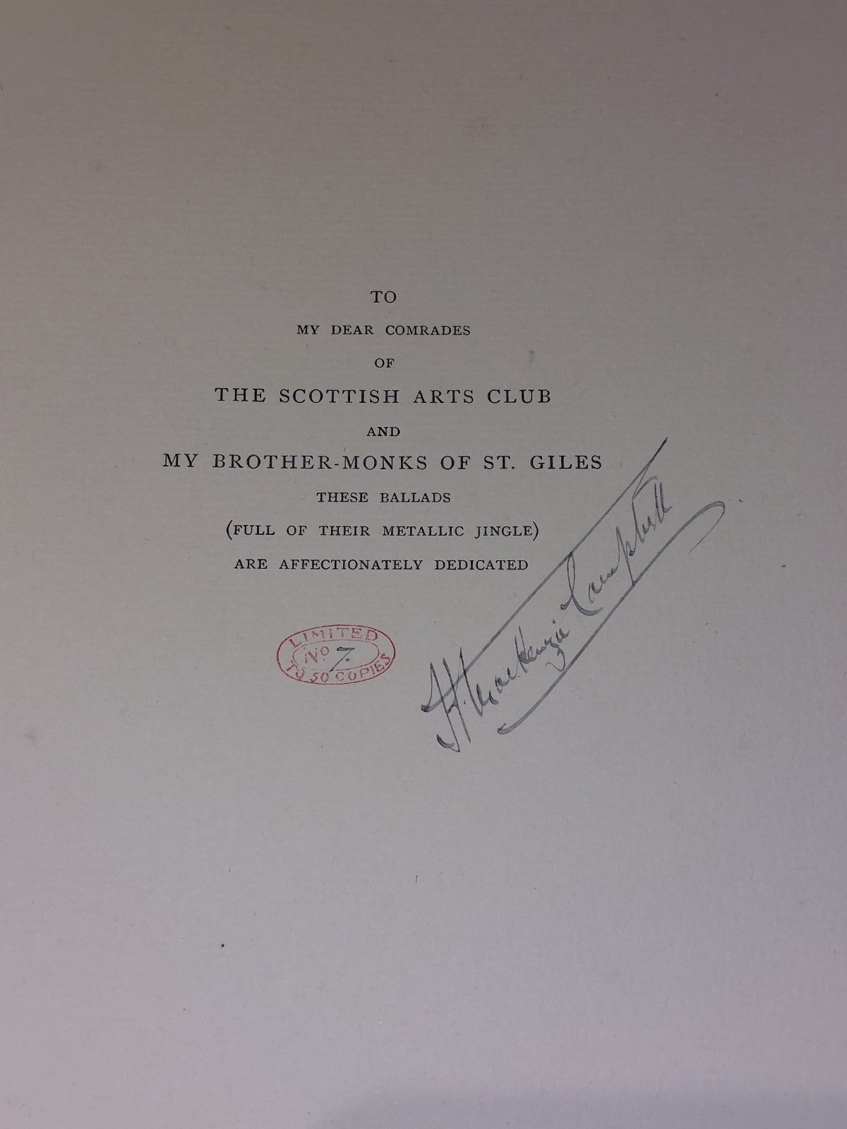 The Calton Ballads (1898) Catter Thun - Limited - Signed - First Edition 5