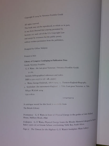 G. F. Watts : The Last Great Victorian by Veronica Franklin Gould (2004)4
