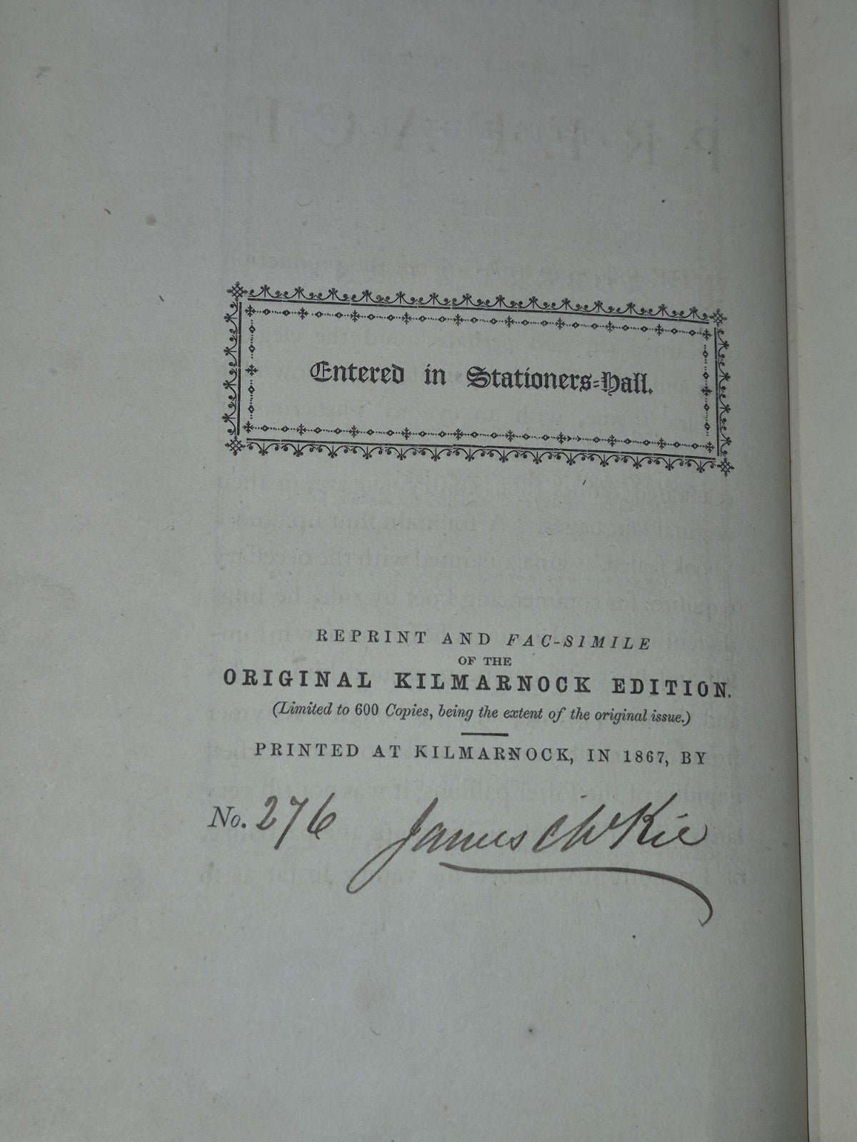 Poems Chiefly in the Scottish Dialect 1867 Kilmarnock Facsimile Signed Numbered7