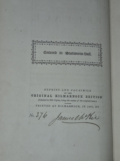 Poems Chiefly in the Scottish Dialect 1867 Kilmarnock Facsimile Signed Numbered7