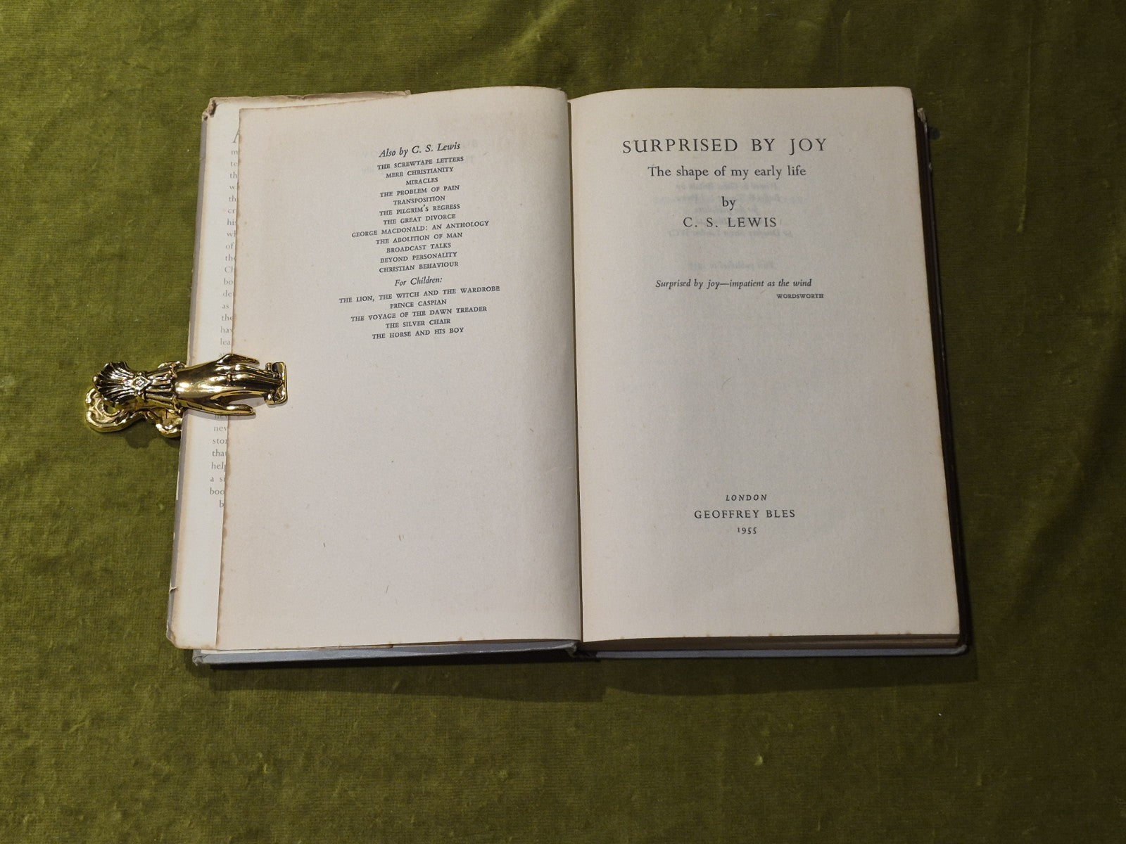 C.S. Lewis Surprised by Joy | 1955 First Edition Hardback | Original Dust Jacket4