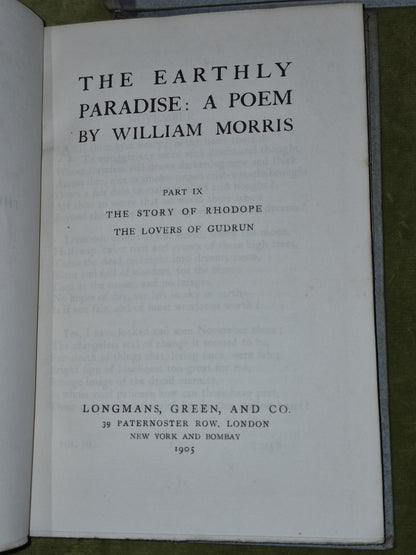 The Earthly Paradise William Morris (5 6 7 8 9 11) 7 of Twelve Volumes 19054