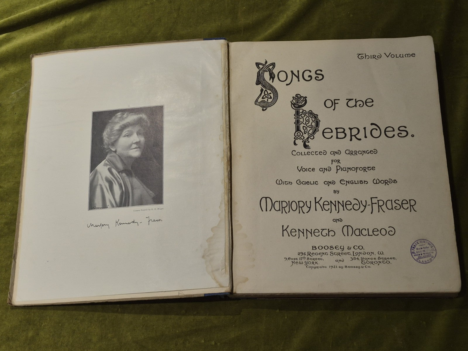 Songs of the Hebridies Volume 3 - Marjory Kennedy-Fraser 1921 Hardcover5