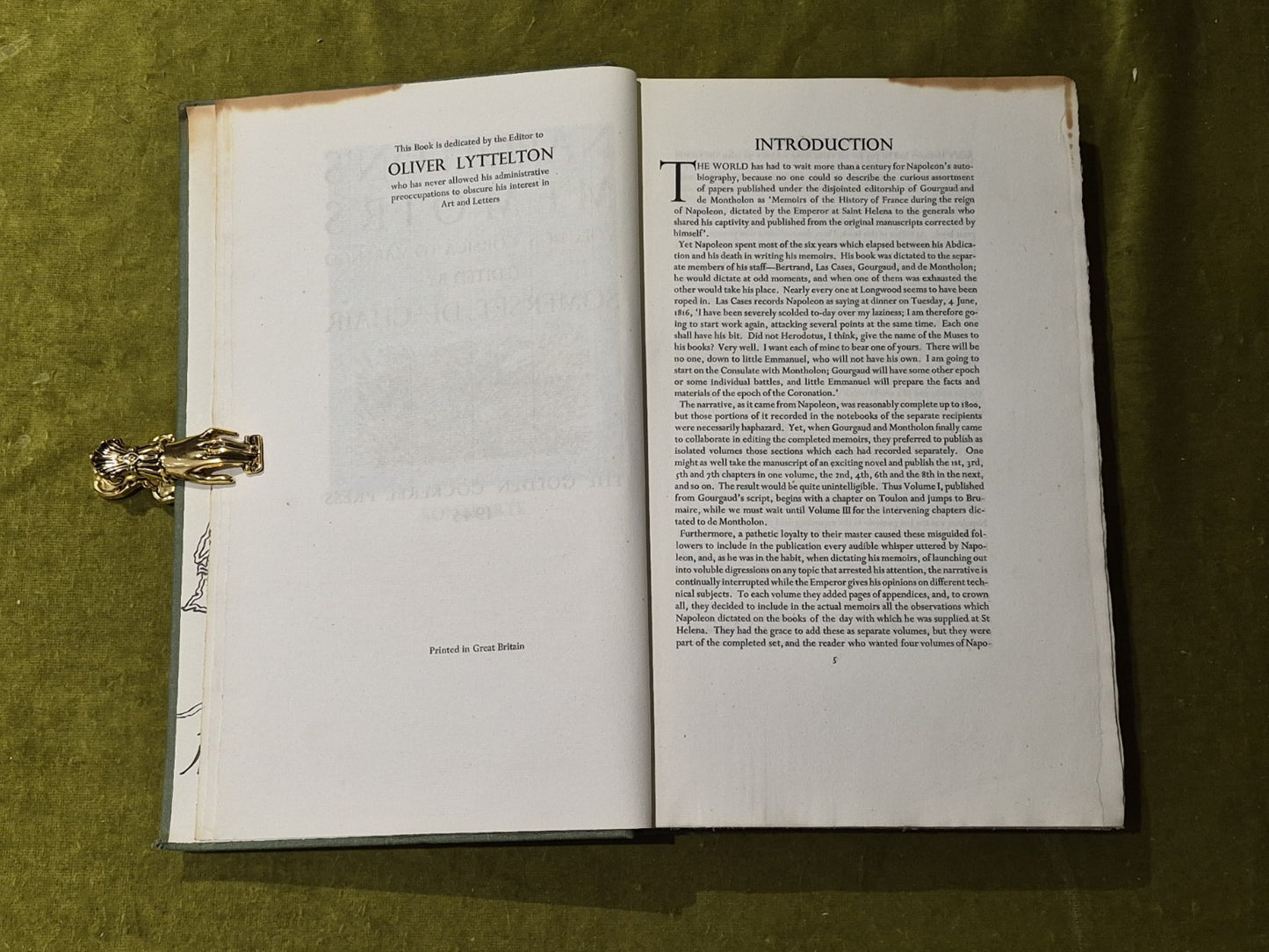 Napoleon's Memoirs Vol I - Somerset De Chair - Golden Cockerel 1st 19457
