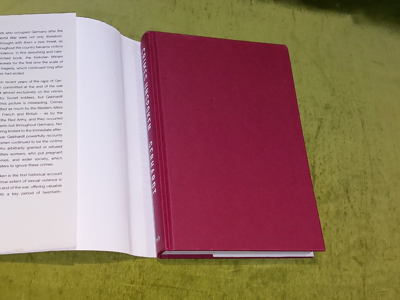 Crimes Unspoken : Rape of German Women at the End of WW2 Miriam Gebhardt 2017 Hb2