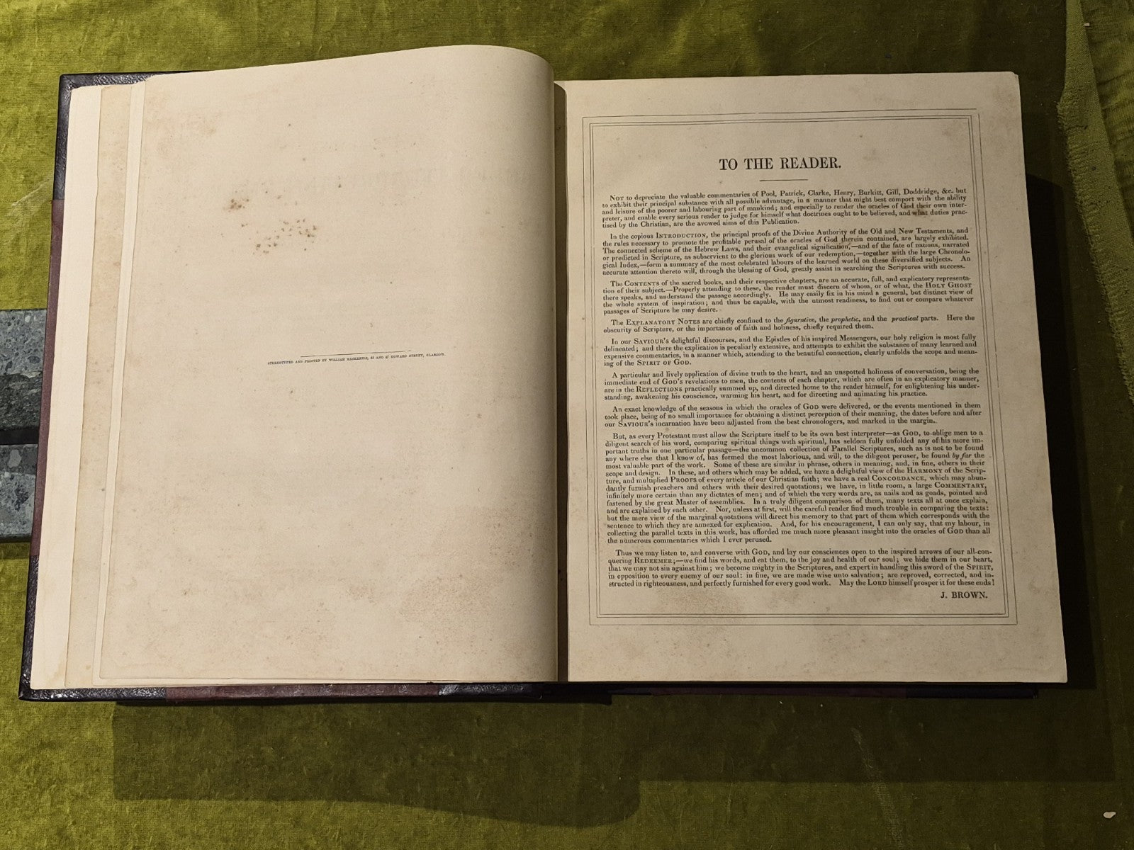 Holy Bible With Notes & Observations By Rev. John Brown Large Family Bible VGC9