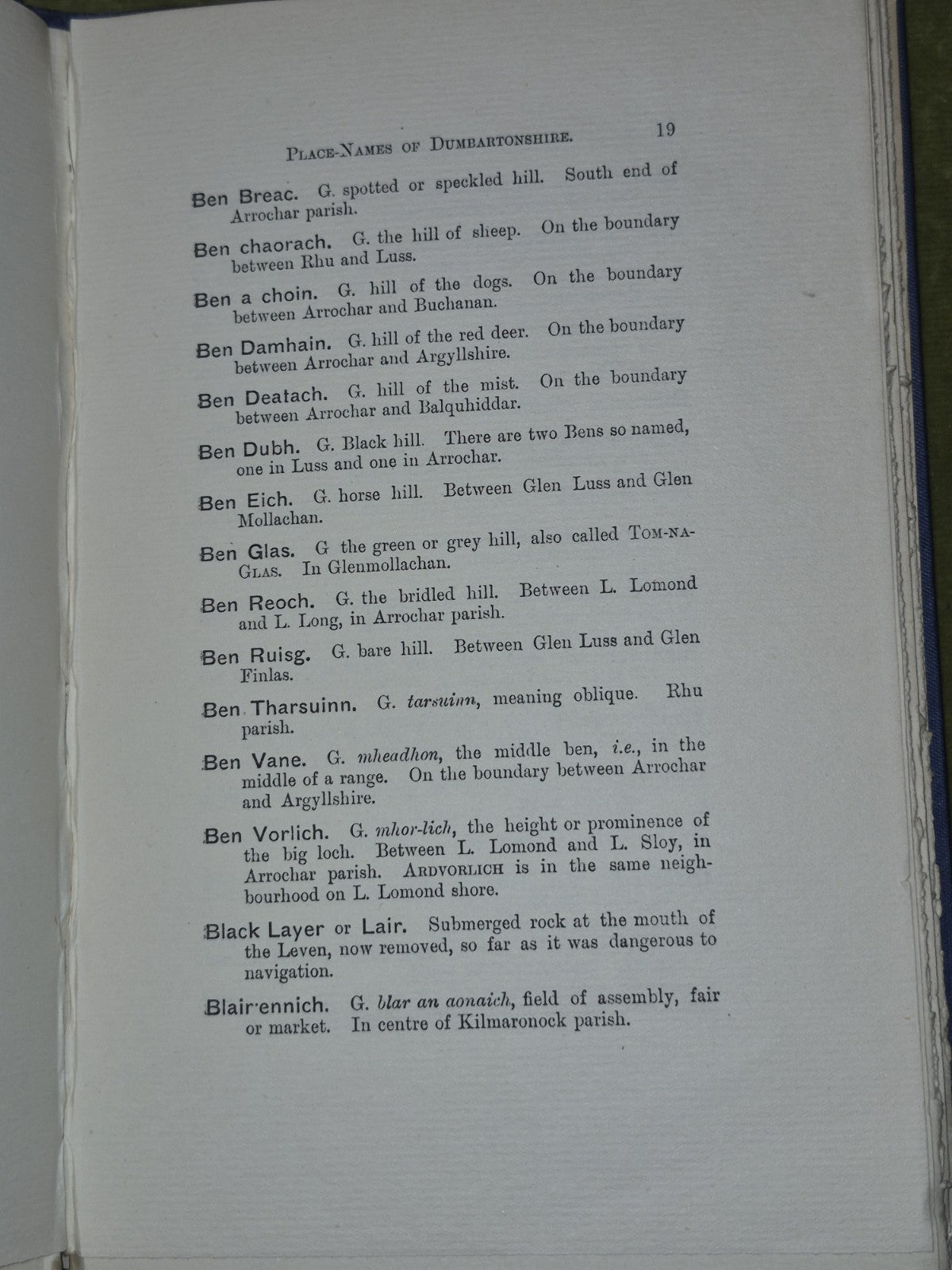 Place-Names of Dumbartonshire by John Irving 19285