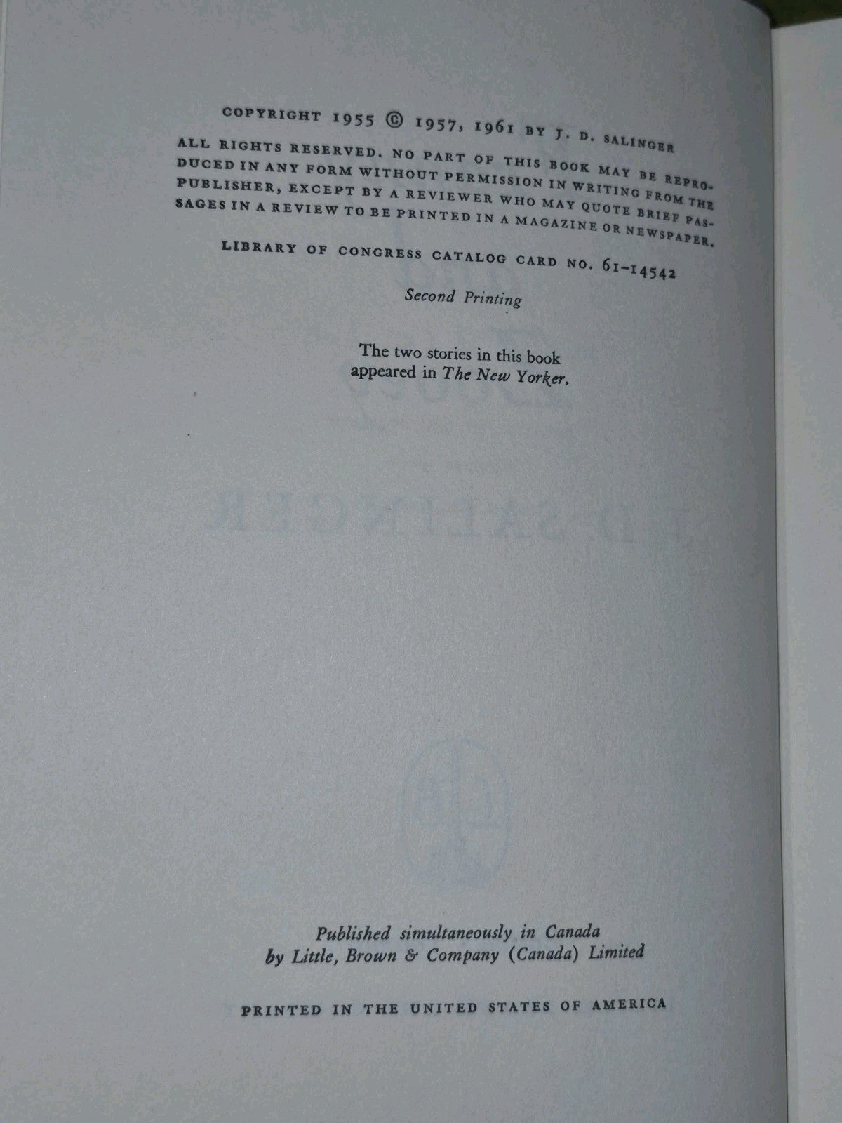 Franny and Zooey (1961 Second Printing) J. D. Salinger6
