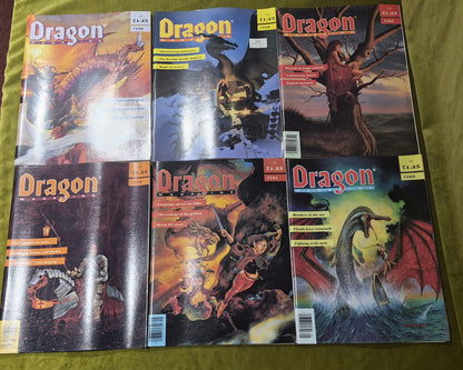 Dragon Magazine Bundle of 6 Issues 161 162 163 165 169 170 Vintage Fantasy D&D0