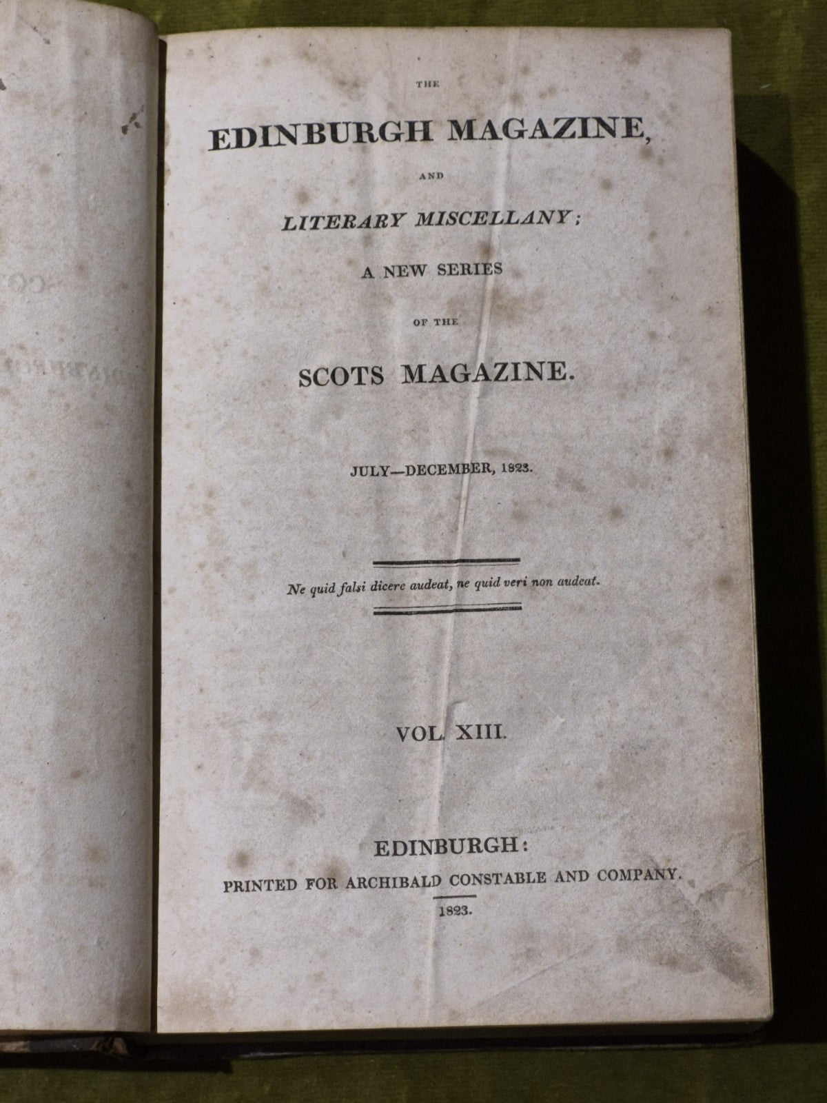 The Edinburgh Magazine, and Literary Miscellany, Vol. 13: July-December, 18230