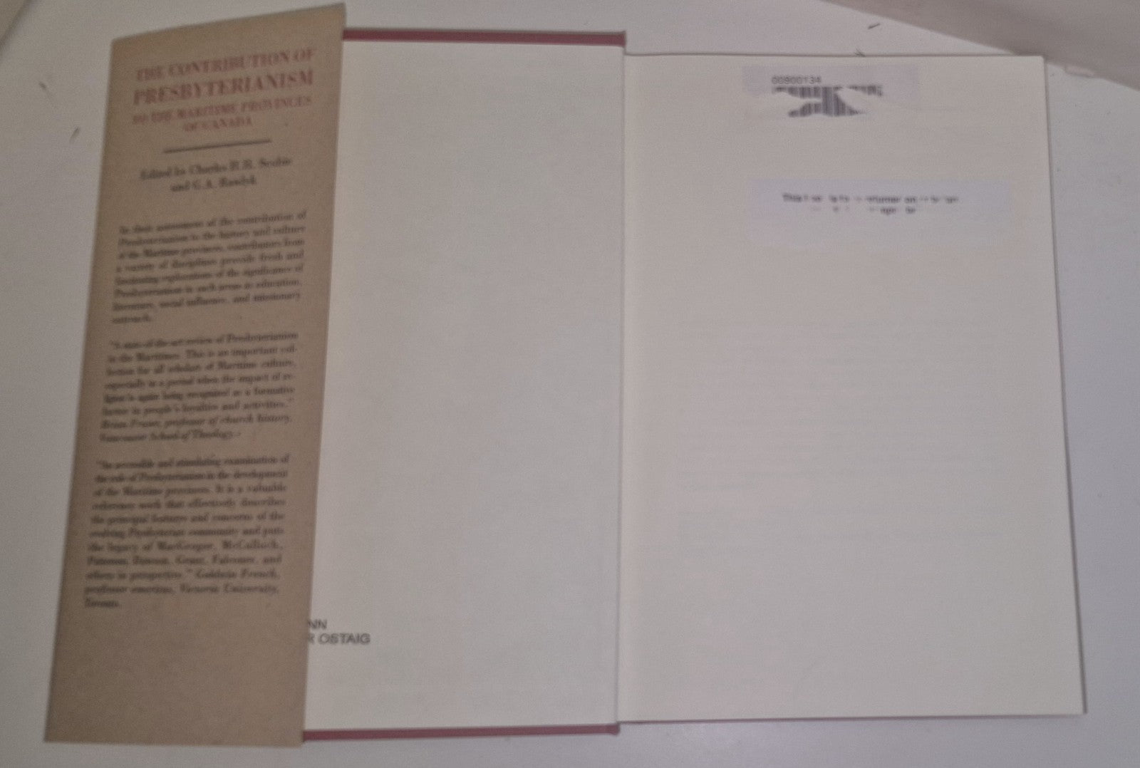 The Contribution of Presbyterianism to the Maritime Provinces of Canada HC dj 3