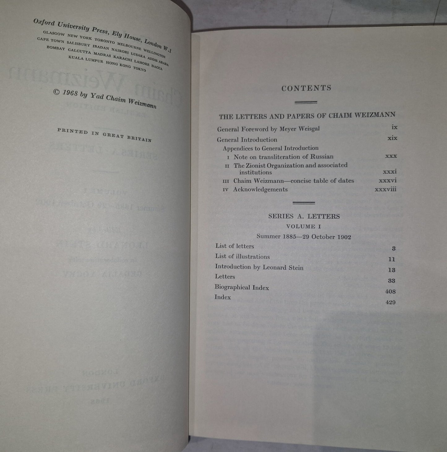 LETTERS AND PAPERS OF CHAIM WEIZMANN VOLUMES 1,3,4,5,6,7 Will Split.4