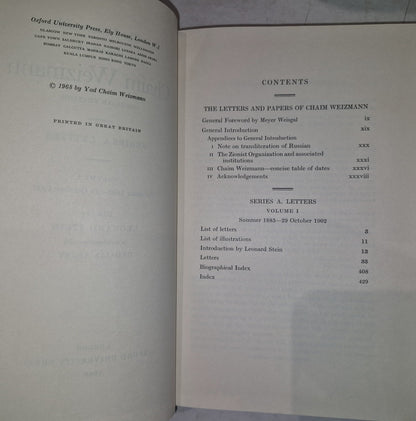 LETTERS AND PAPERS OF CHAIM WEIZMANN VOLUMES 1,3,4,5,6,7 Will Split.4