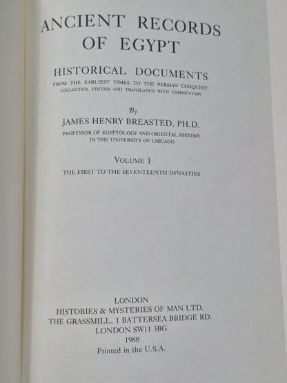 Ancient Records of Egypt James Henry Breasted Five Volume Set 6