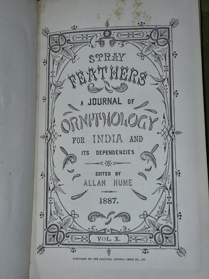 Stray Feathers Ornithology in India volume 10 X Calcutta Central Press6