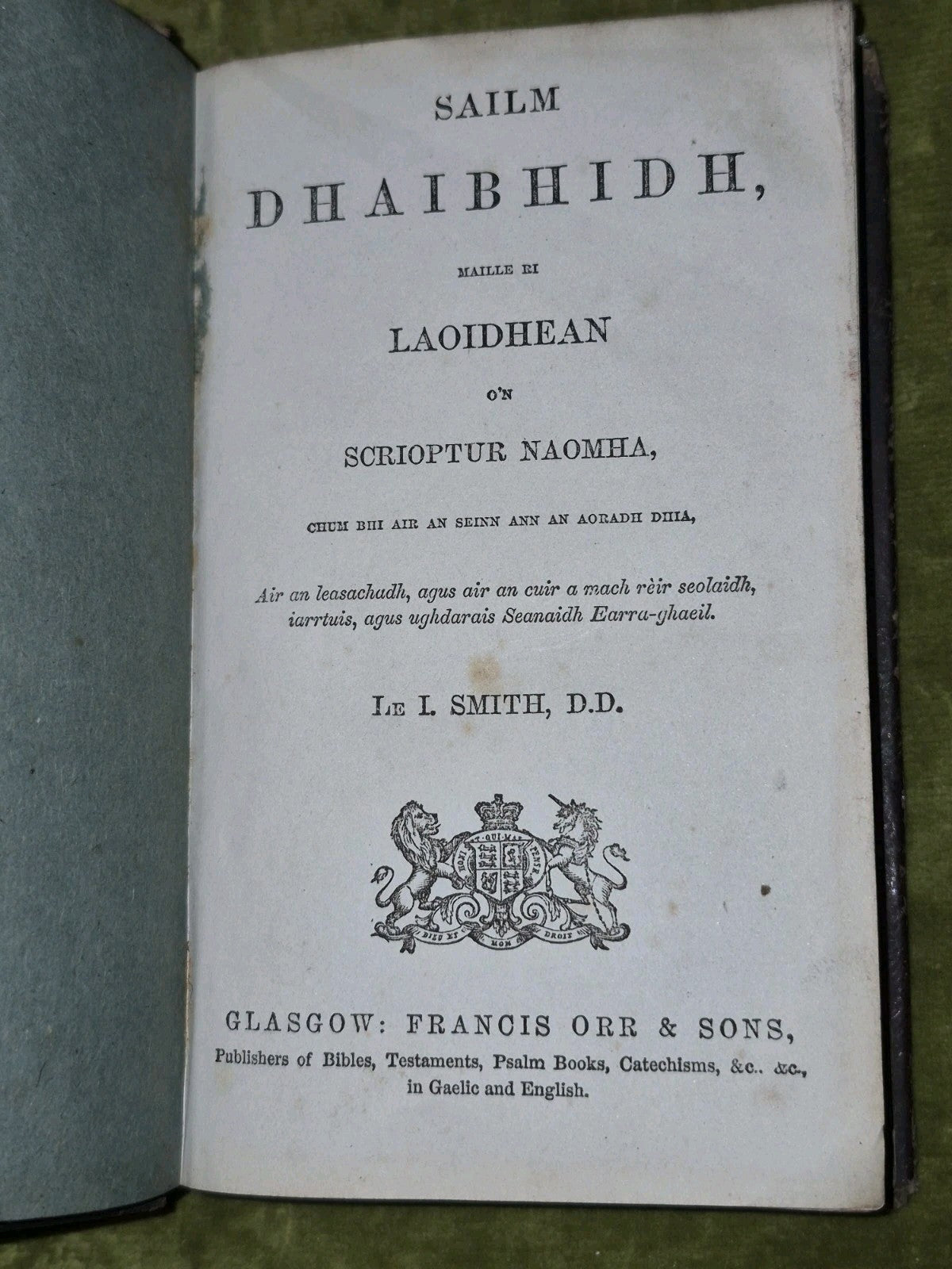 Sailm Dhaibhidh Maille Bi Laoidhean O'n Scrioptur naomha (1871) Smith5