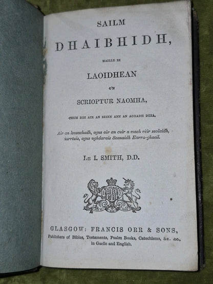Sailm Dhaibhidh Maille Bi Laoidhean O'n Scrioptur naomha (1871) Smith5