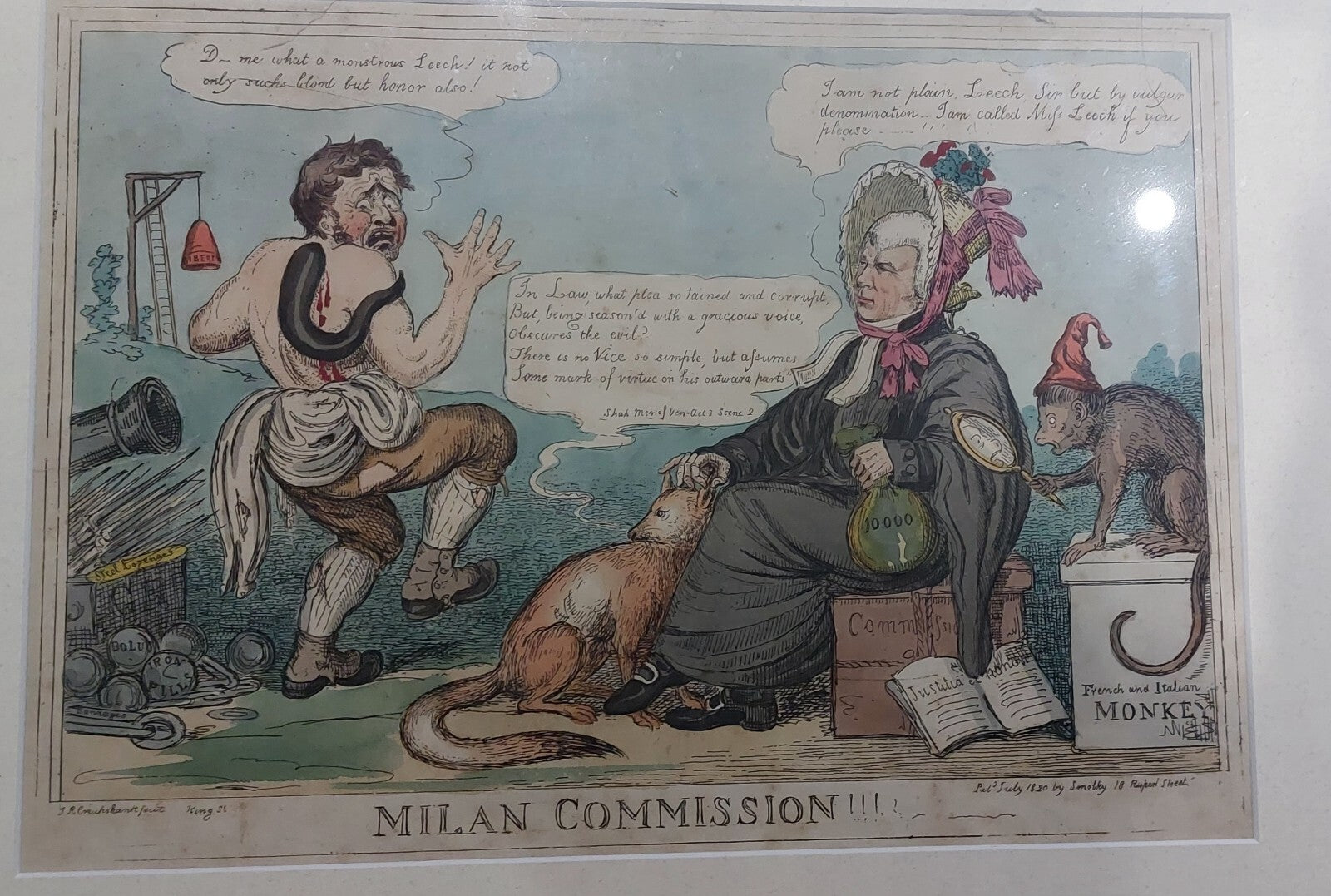 Issac Robert Cruickshank Original Hand Coloured Print MILAN COMMISSION!!! 18209