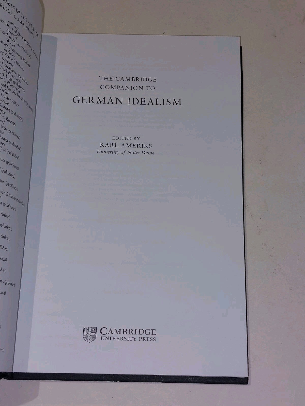 The Cambridge Companion to German Idealism by Karl Ameriks 1st ed (2000) hb book2