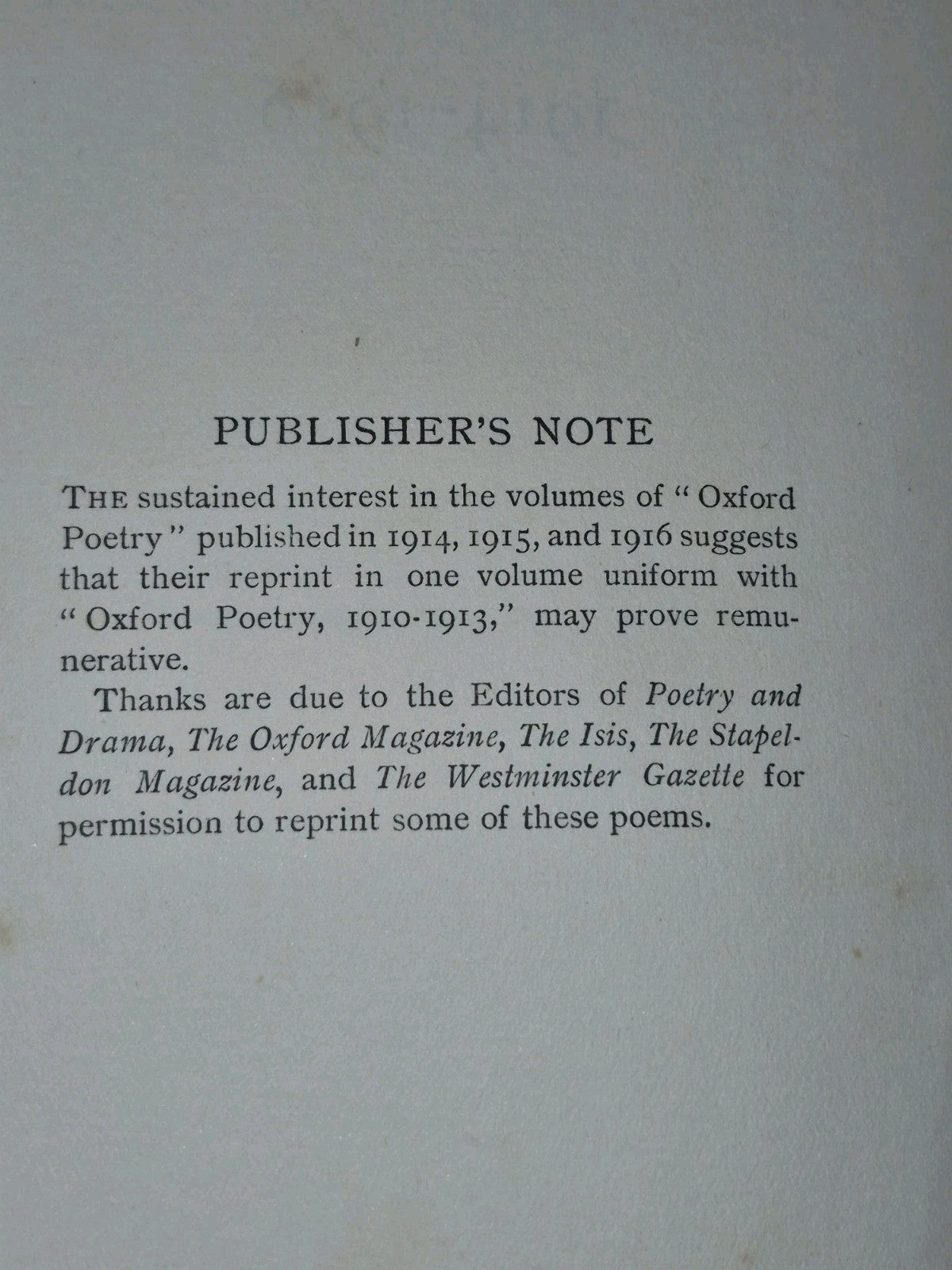 JRR Tolkien - Oxford Poetry 1914-1916 First Appearance of Goblin Feet 19179