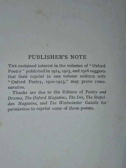 JRR Tolkien - Oxford Poetry 1914-1916 First Appearance of Goblin Feet 19179