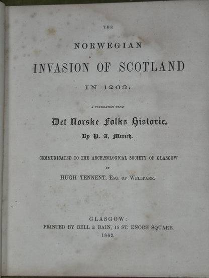 Norwegian Invasion of Scotland 1263 Hugh Tennent 1862 Bell & Bain Glasgow3