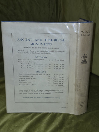 ROYAL COMMISSION ANCIENT HISTORICAL MONUMENTS City Of Edinburgh 1951 Dustjacket 2