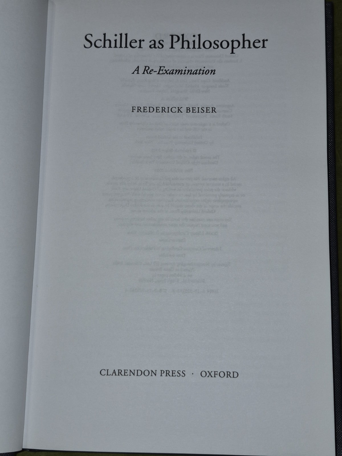 Schiller As Philosopher: A Re-Examination by F. Beiser - Pub: Oxford - 2005 - HB3