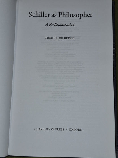 Schiller As Philosopher: A Re-Examination by F. Beiser - Pub: Oxford - 2005 - HB3