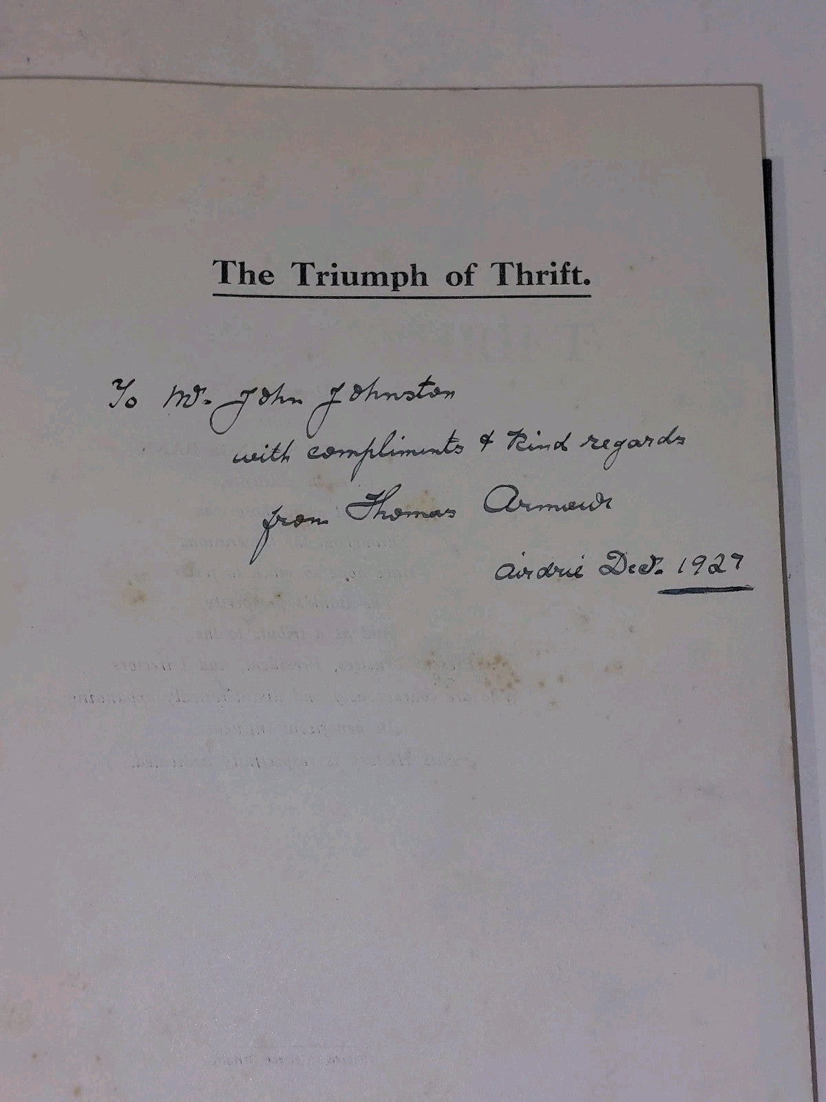 THE TRIUMPH OF THRIFT Story of Savings Bank of Airdrieby James Knox (1927)2