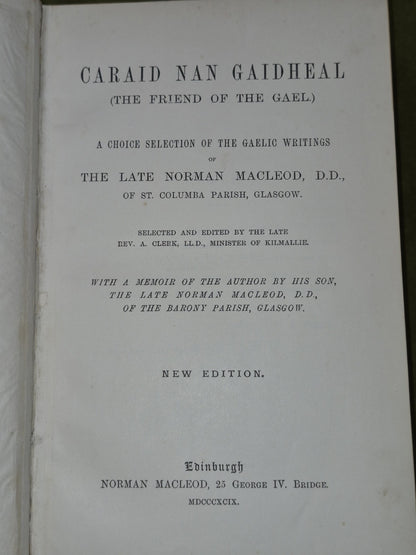 Cariad Nan Gaidheal Norman Macleod 1899 New Edition The Friend of the Gael4