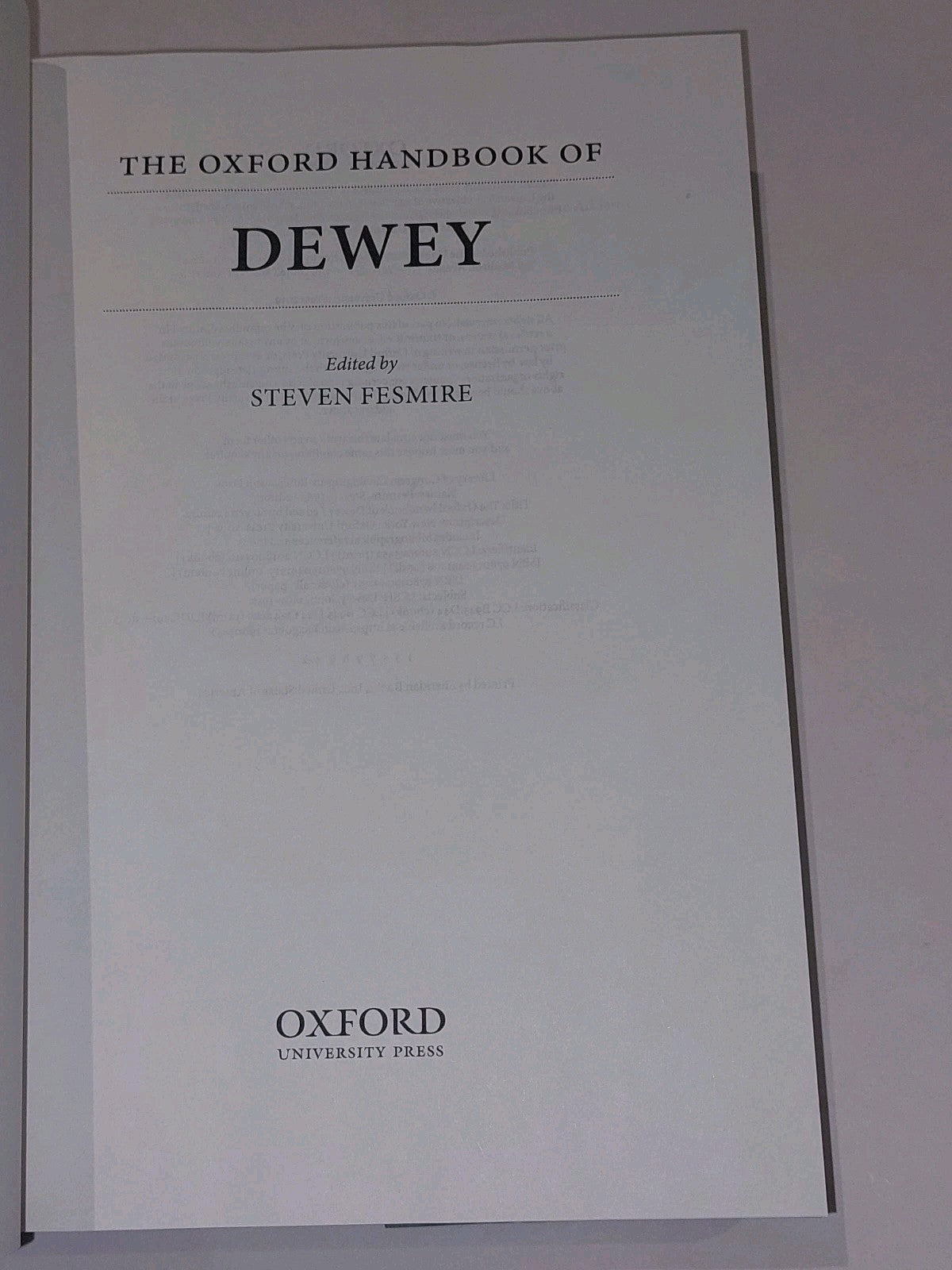 Oxford Handbook of Dewey, Hardcover by Fesmire, Steven 4
