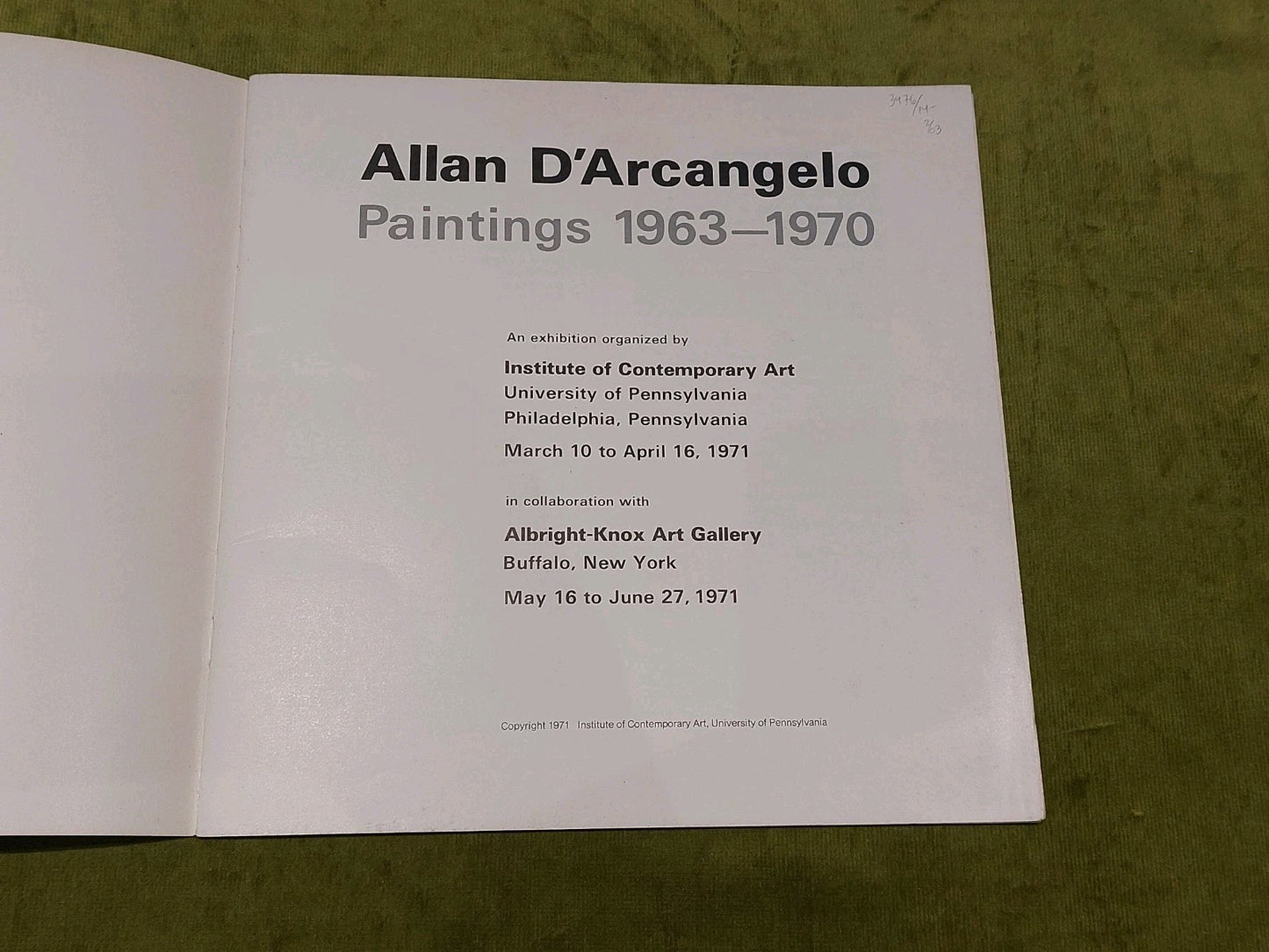 Allan D'arcangelo Paintings 1963  1970 Exhibition Book [AlbrightKnox Art]1