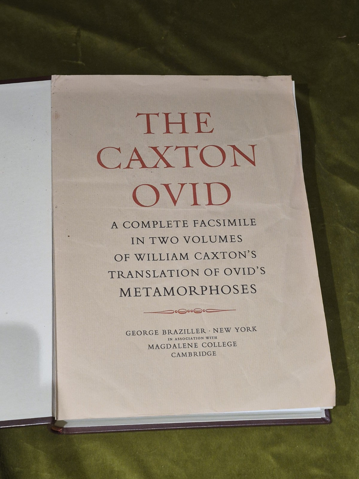 William Caxton The Metamorphoses Of Ovid Vol 1 &2 1968 Facsimile Edition- VGC4
