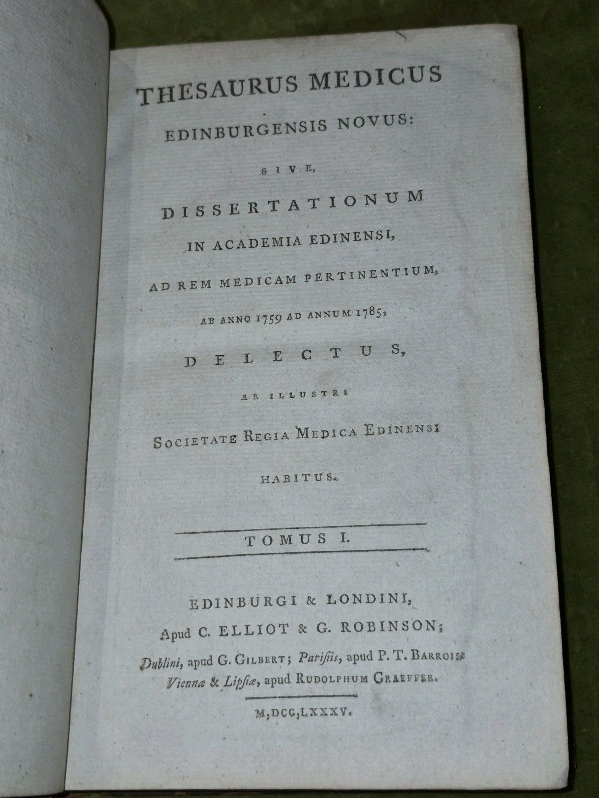 Thesaurus Medicus Edinburgensis Novus (1785)  Royal Medical Society of Edinburgh6
