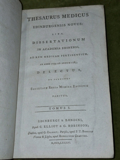 Thesaurus Medicus Edinburgensis Novus (1785)  Royal Medical Society of Edinburgh6