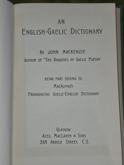 An English-Gaelic Dictionary 1950 John Mackenzie Alex MacLaren5